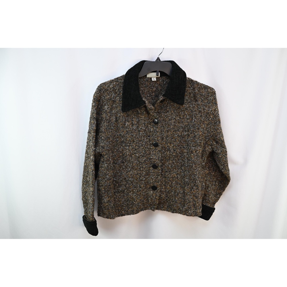Weave of the Irish Vintage Handcrafted Wool Blend Cardigan Sweater Small Black